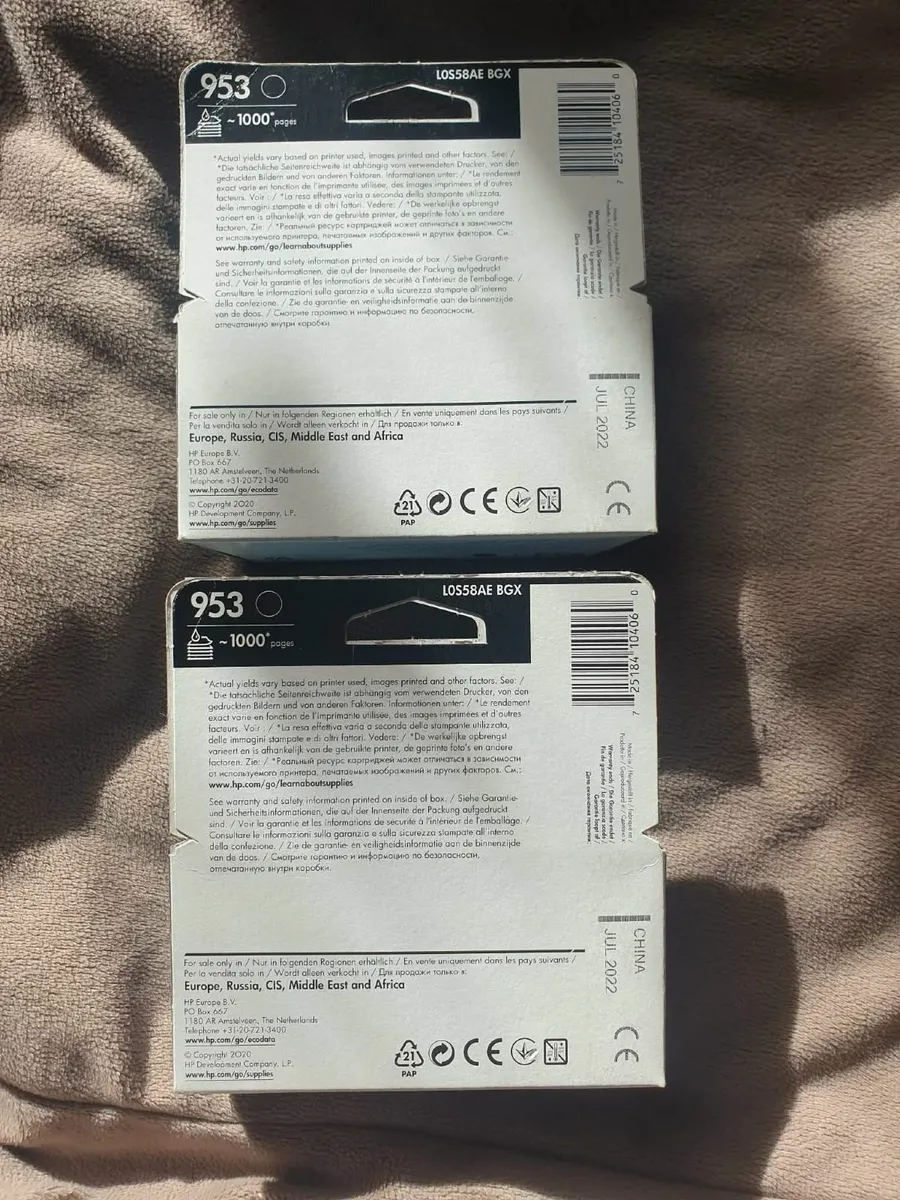 HP 953, 957XL Black Ink Cartridges, Unopened - Image 2
