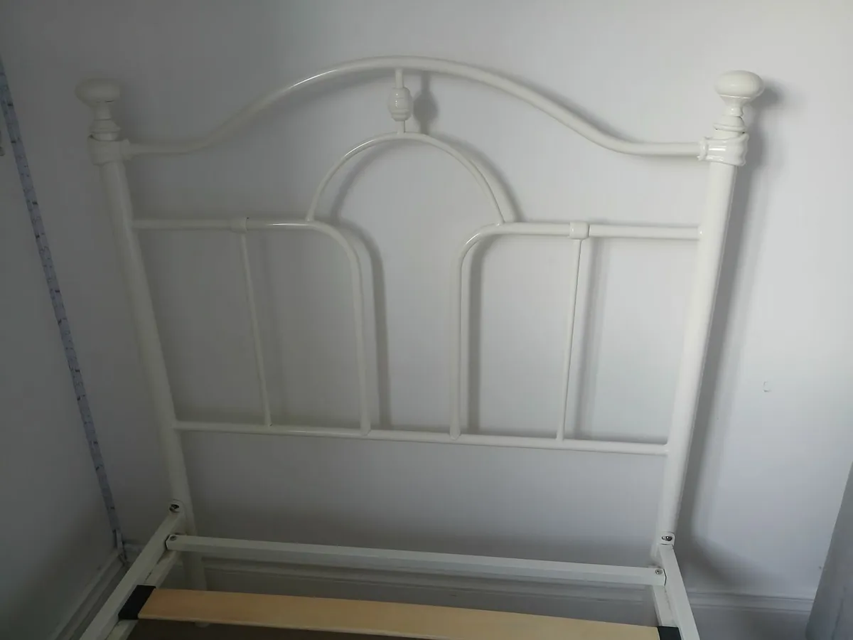 White Metal Single Bed Frame - Image 2