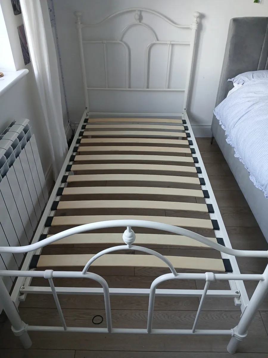 White Metal Single Bed Frame - Image 1