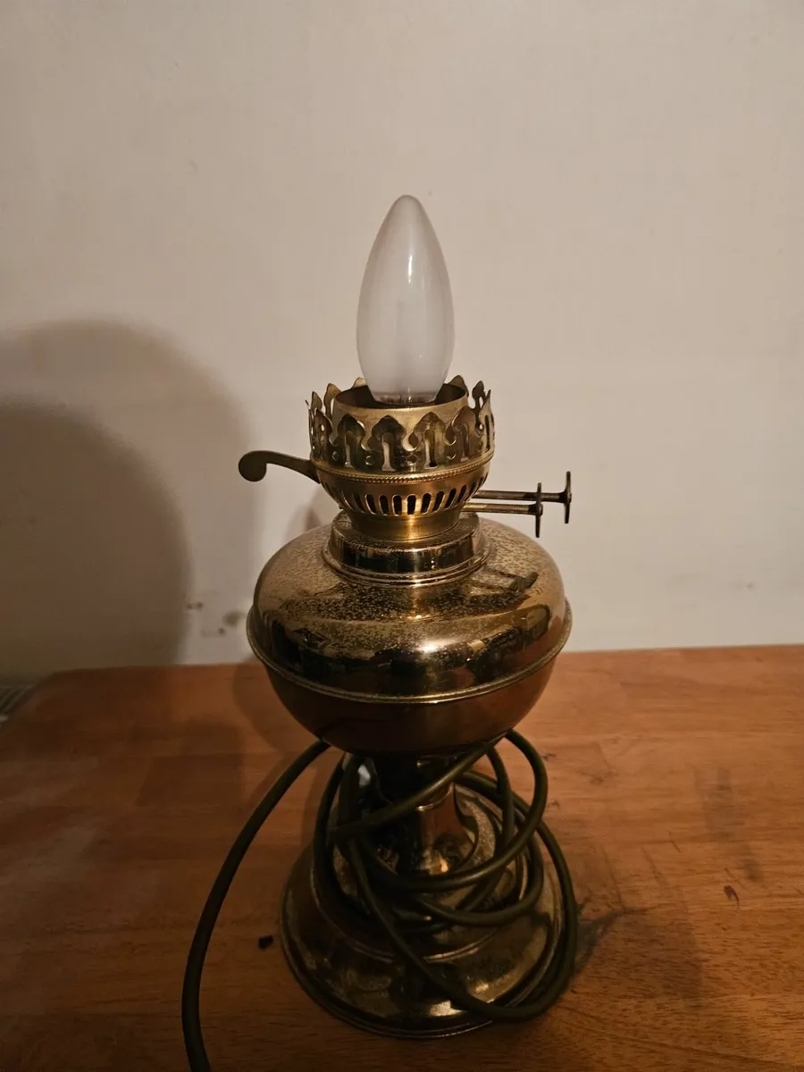 Vintage Brass Oil Lamp Converted - Image 1