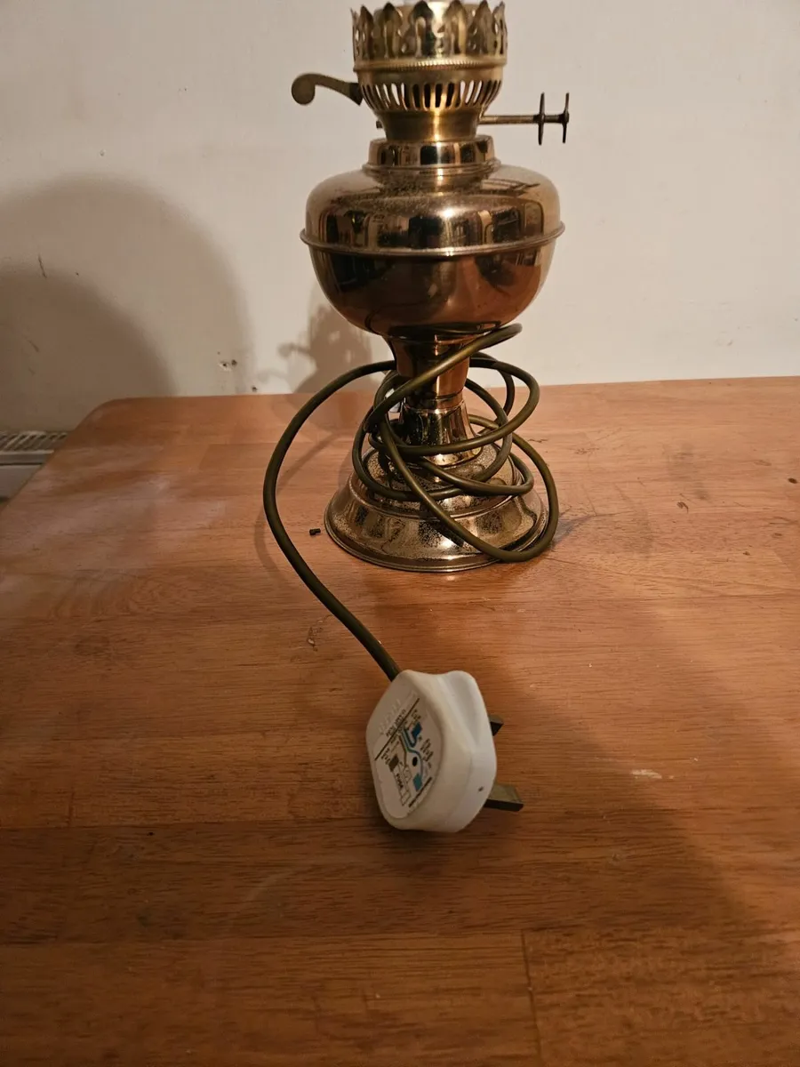 Vintage Brass Oil Lamp Converted - Image 2