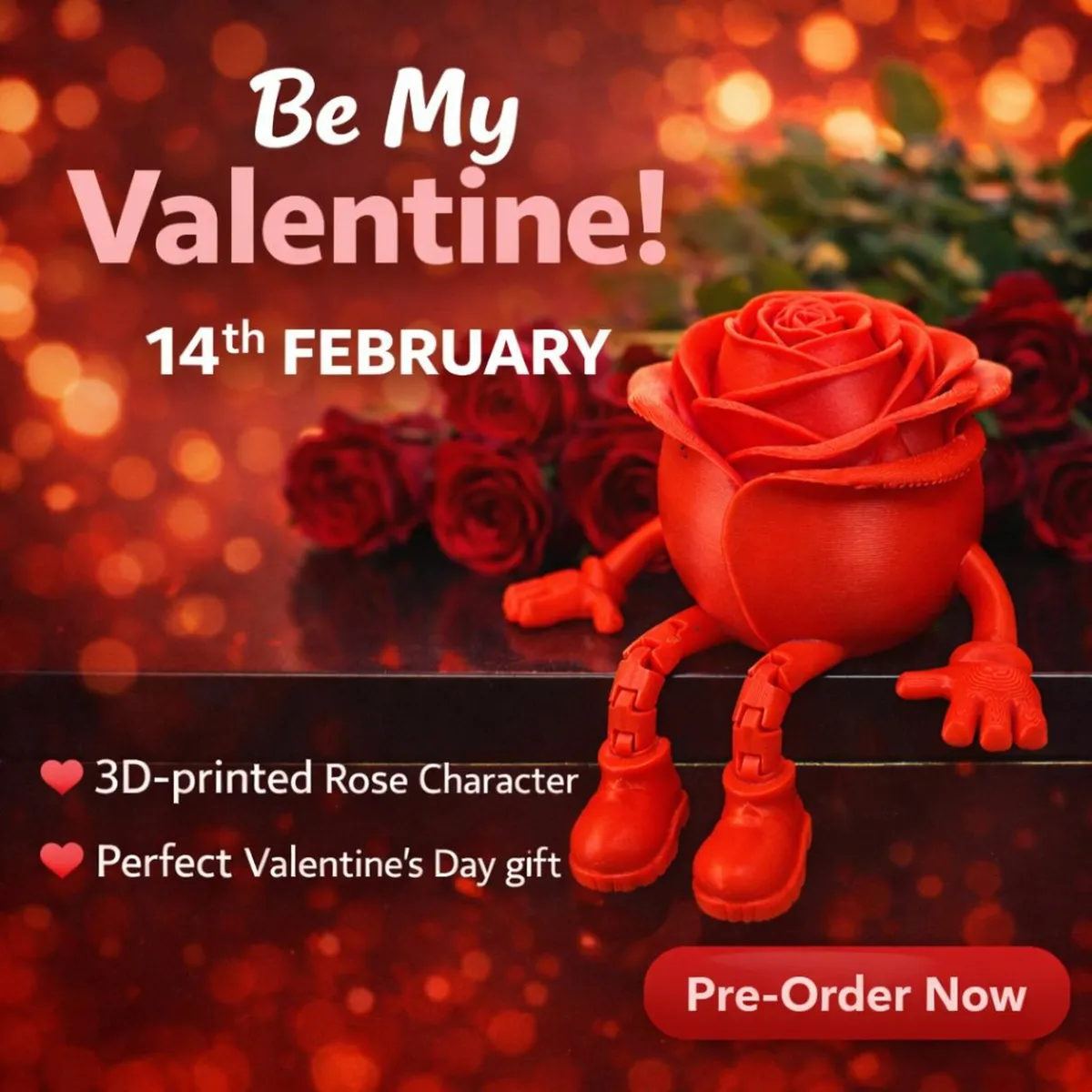 3D printed articulated Valentine Rose