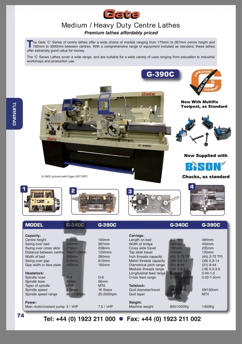 Gate g390c ex school lathe - Image 2