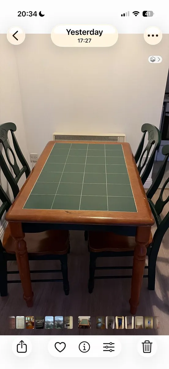 Solid Wood Tiled Dining Table and 4 chairs.