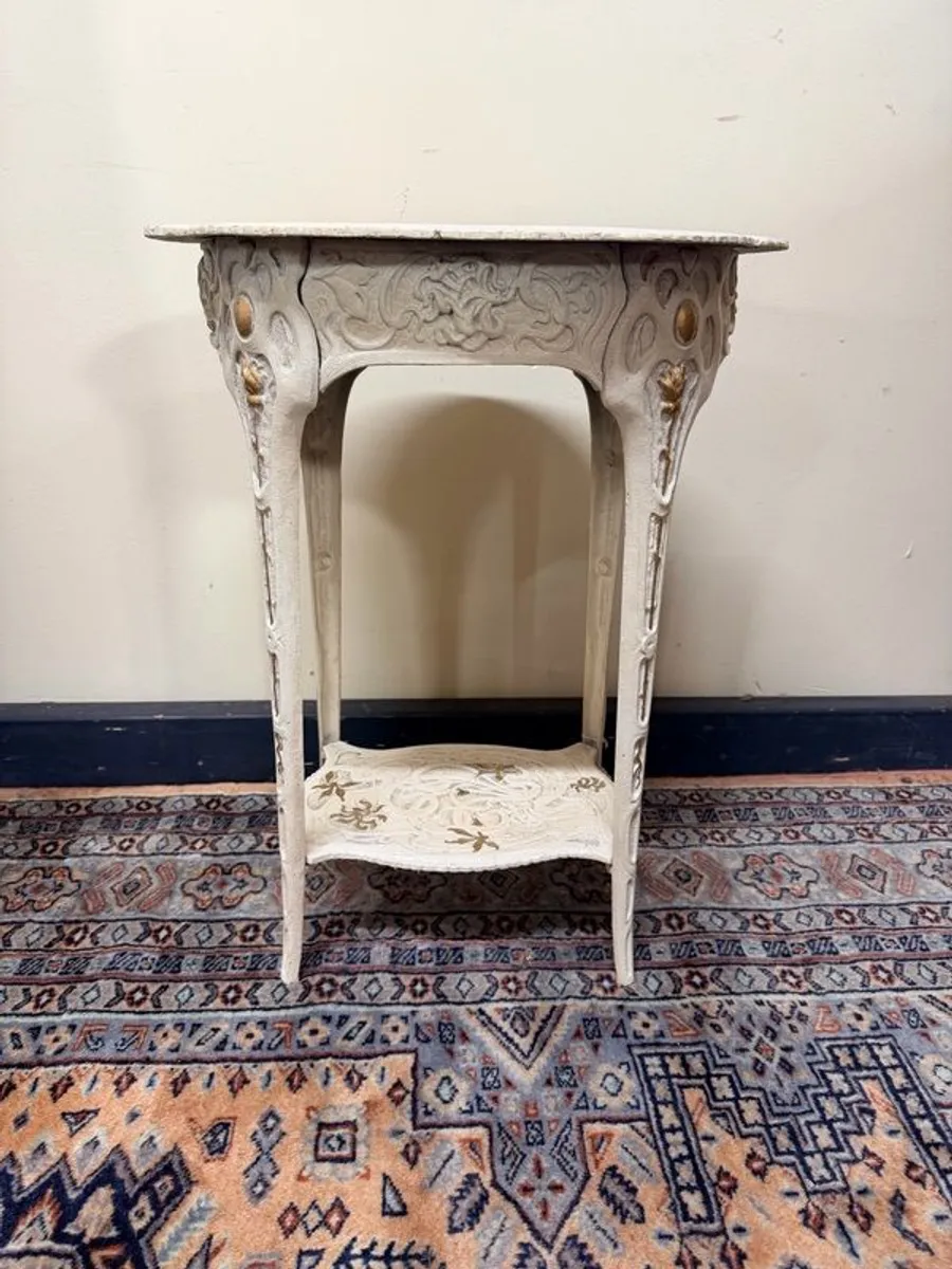 Cast Iron Garden or Patio Table with Gilt Details - Image 1