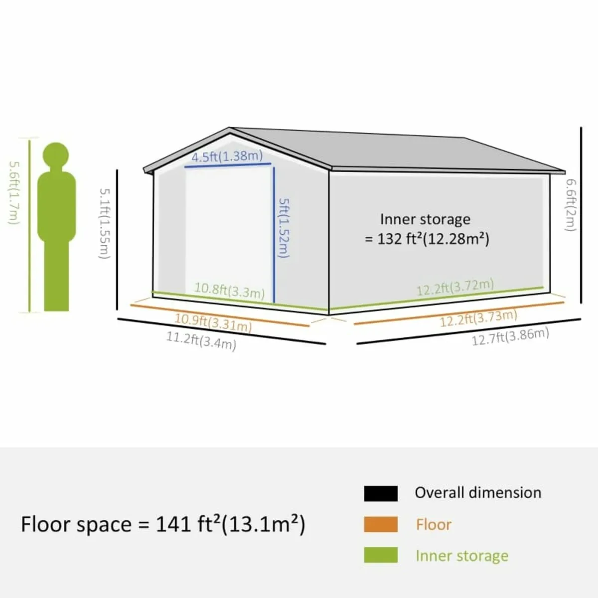 Garden Shed Storage 12ft x 11ft Large Steel Metal - Image 4