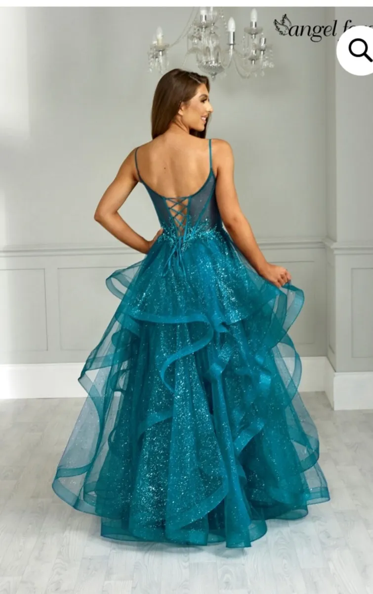 Angel Forever Teal Beaded Debs Dress size 6 - Image 2