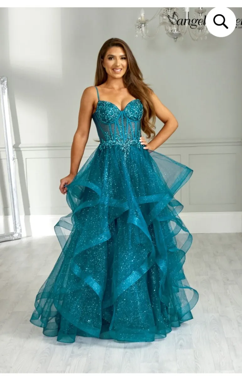 Angel Forever Teal Beaded Debs Dress size 6 - Image 1