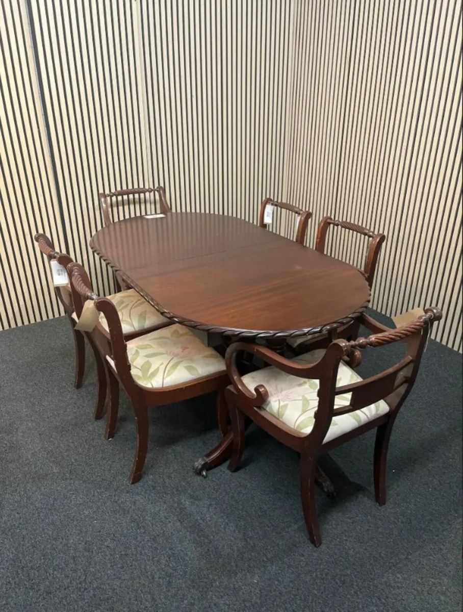Large mahogany dining set with chairs @ CJM - Image 1