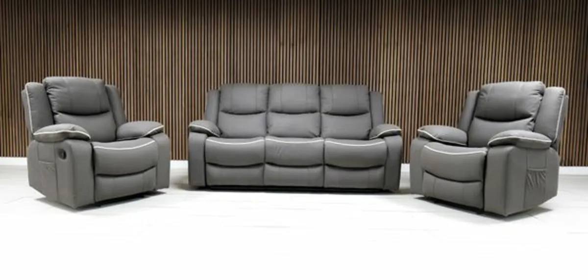 3+1+1 Recliner Sofa Set + Matching Footstool - Image 2
