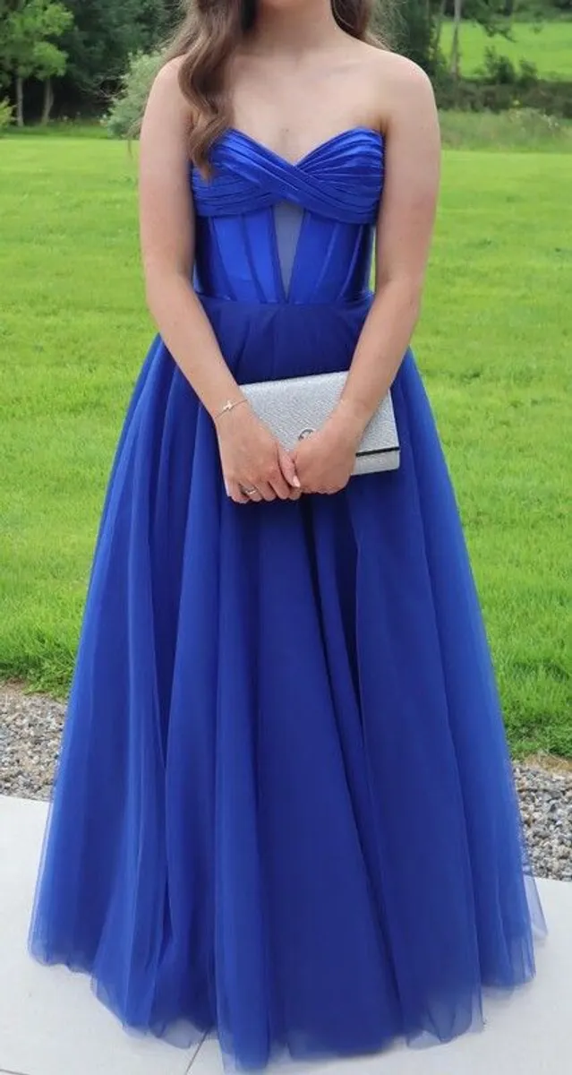 Dress 2 Party London - Nicole - Royal Blue Satin and Tulle Ball Gown - Image 2