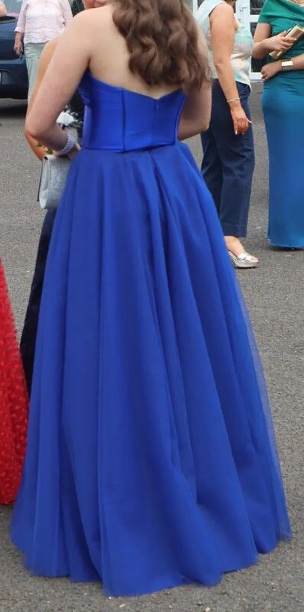 Dress 2 Party London - Nicole - Royal Blue Satin and Tulle Ball Gown - Image 3
