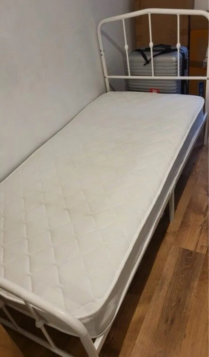 As New - White Single Metal Bed Frame - Deliver - Image 2