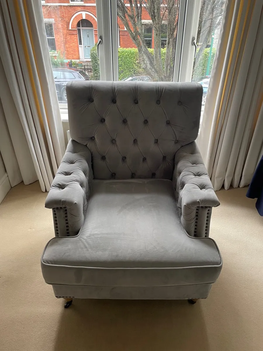 Armchair lovely grey velvet - Image 1