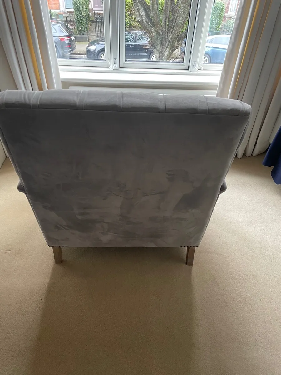 Armchair lovely grey velvet - Image 3