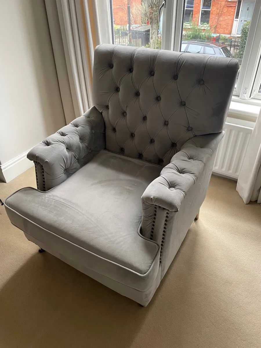 Armchair lovely grey velvet - Image 2