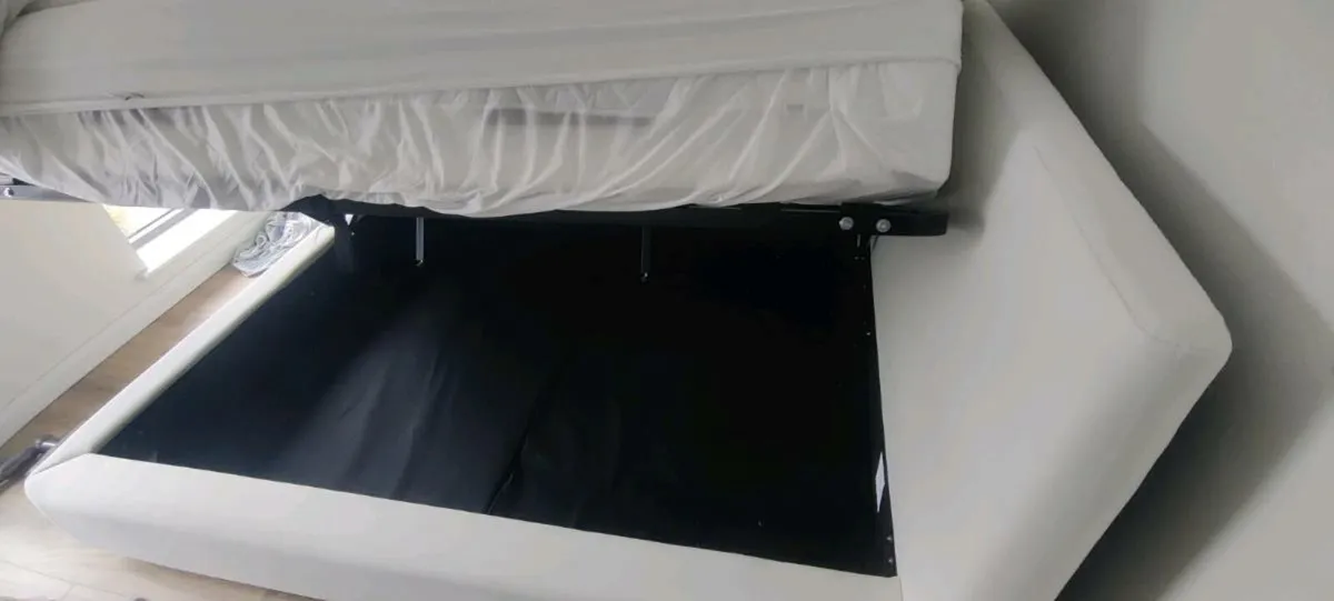 King Size White Ottoman Storage Bed Frame - Image 4