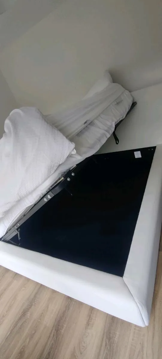 King Size White Ottoman Storage Bed Frame - Image 2