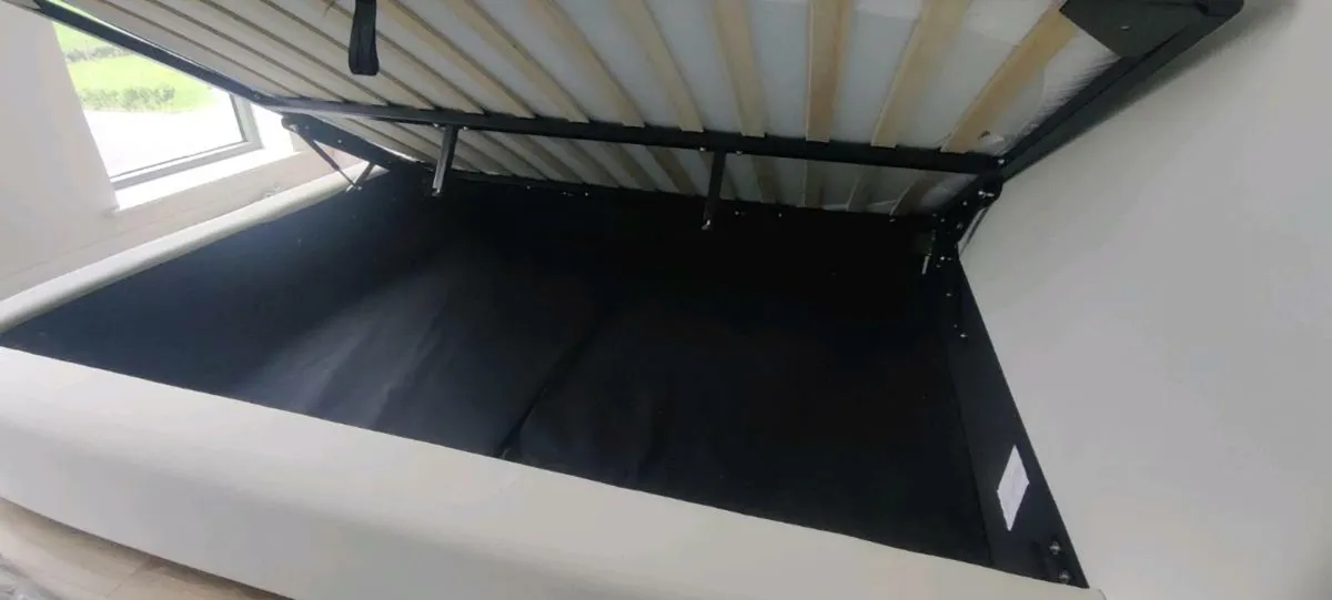 King Size White Ottoman Storage Bed Frame - Image 3