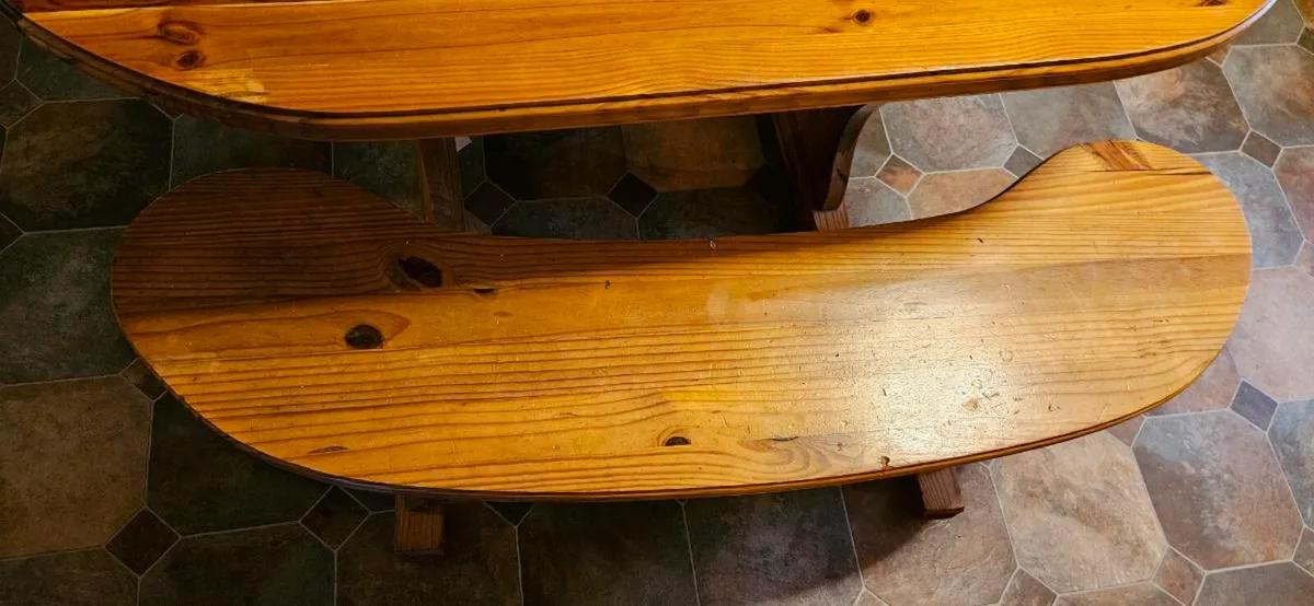 Vintage Pine Table and Benches - Image 4