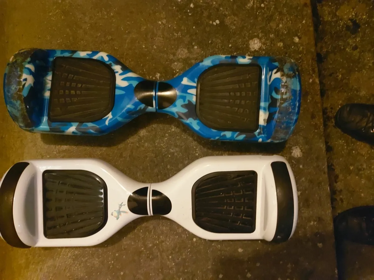 2 Hoverboards, White & Blue, Charger Missing - Image 2