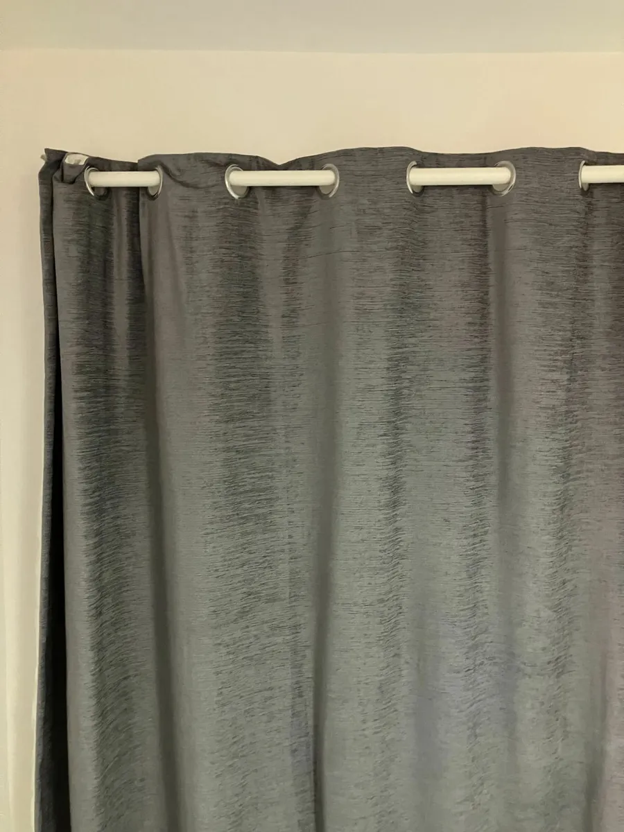 Grey Textured Eyelet Curtains - Image 1