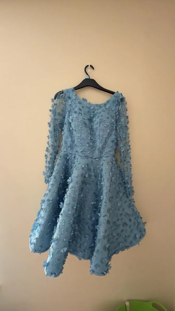 Blue 3D Floral Couture dress/ confirmation - Image 1