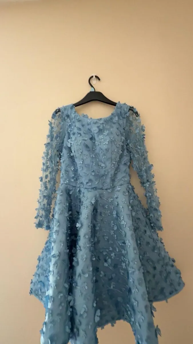Blue 3D Floral Couture dress/ confirmation - Image 3