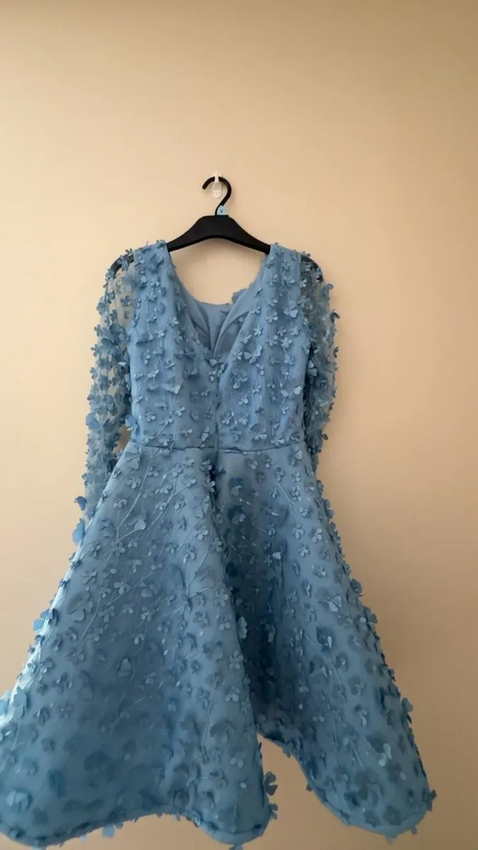 Blue 3D Floral Couture dress/ confirmation - Image 2