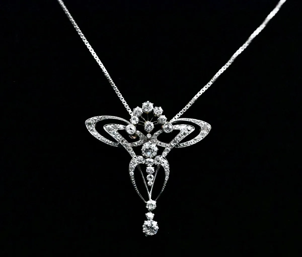Antique Belle Epoque Diamond Dragonfly Necklace - Image 3