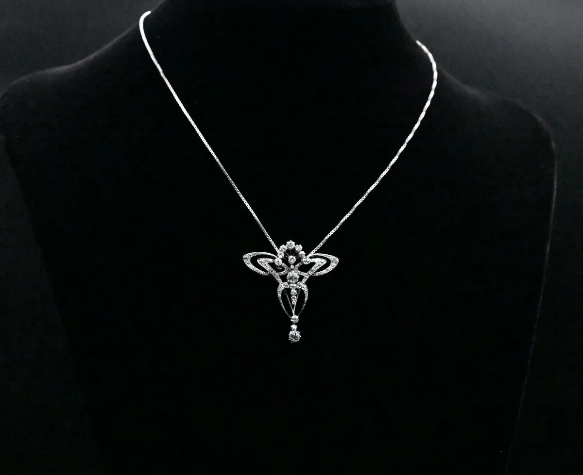 Antique Belle Epoque Diamond Dragonfly Necklace - Image 4