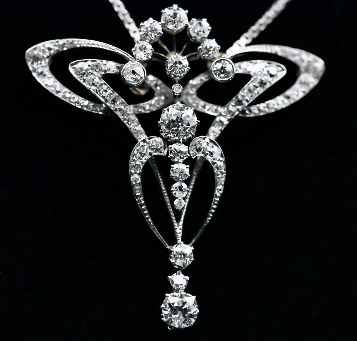 Antique Belle Epoque Diamond Dragonfly Necklace - Image 1
