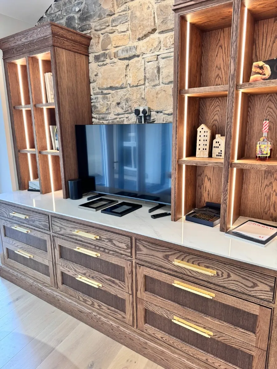Ex Display Solid Oak Bespoke Media & Display Cabin - Image 4