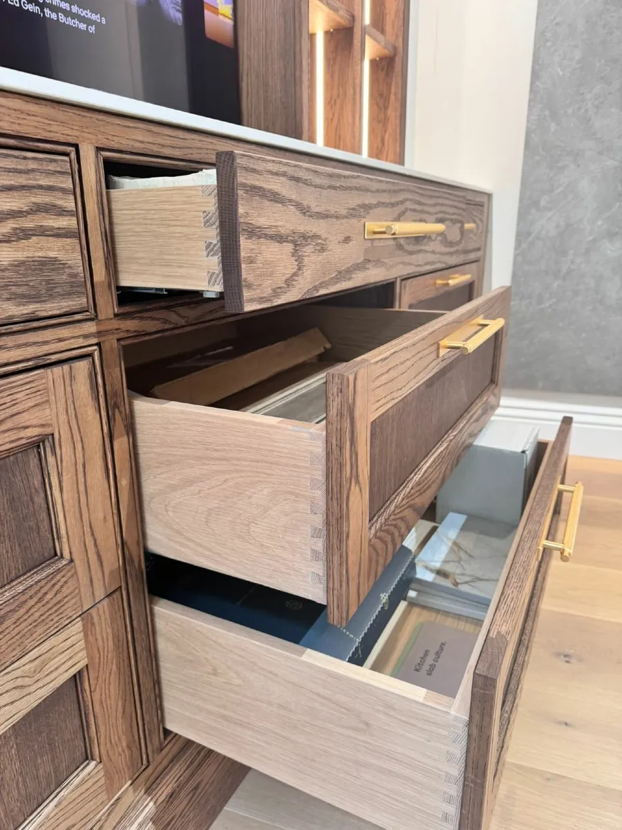 Ex Display Solid Oak Bespoke Media & Display Cabin - Image 2