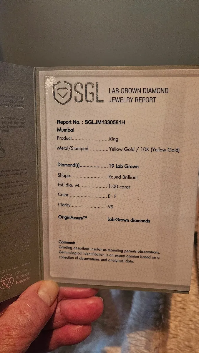 1ct Lab Grown Diamond "Bubble" ring - Image 4