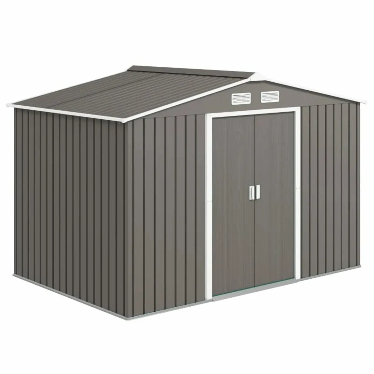 9 x 6FT Outdoor Garden Roofed Metal Storage Shed T - Image 1