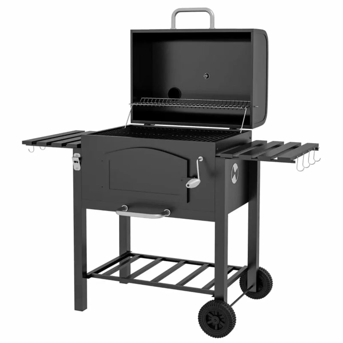 Charcoal Barbecue Grill Trolley Garden Smoker with - Image 2