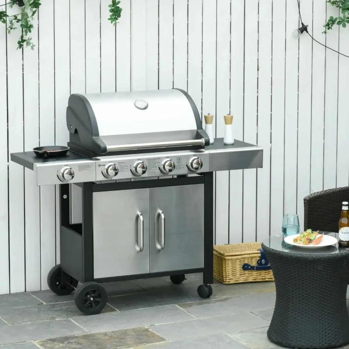 Gas Barbecue Grill 4+1 Burner Garden Smoker BBQ Tr - Image 3