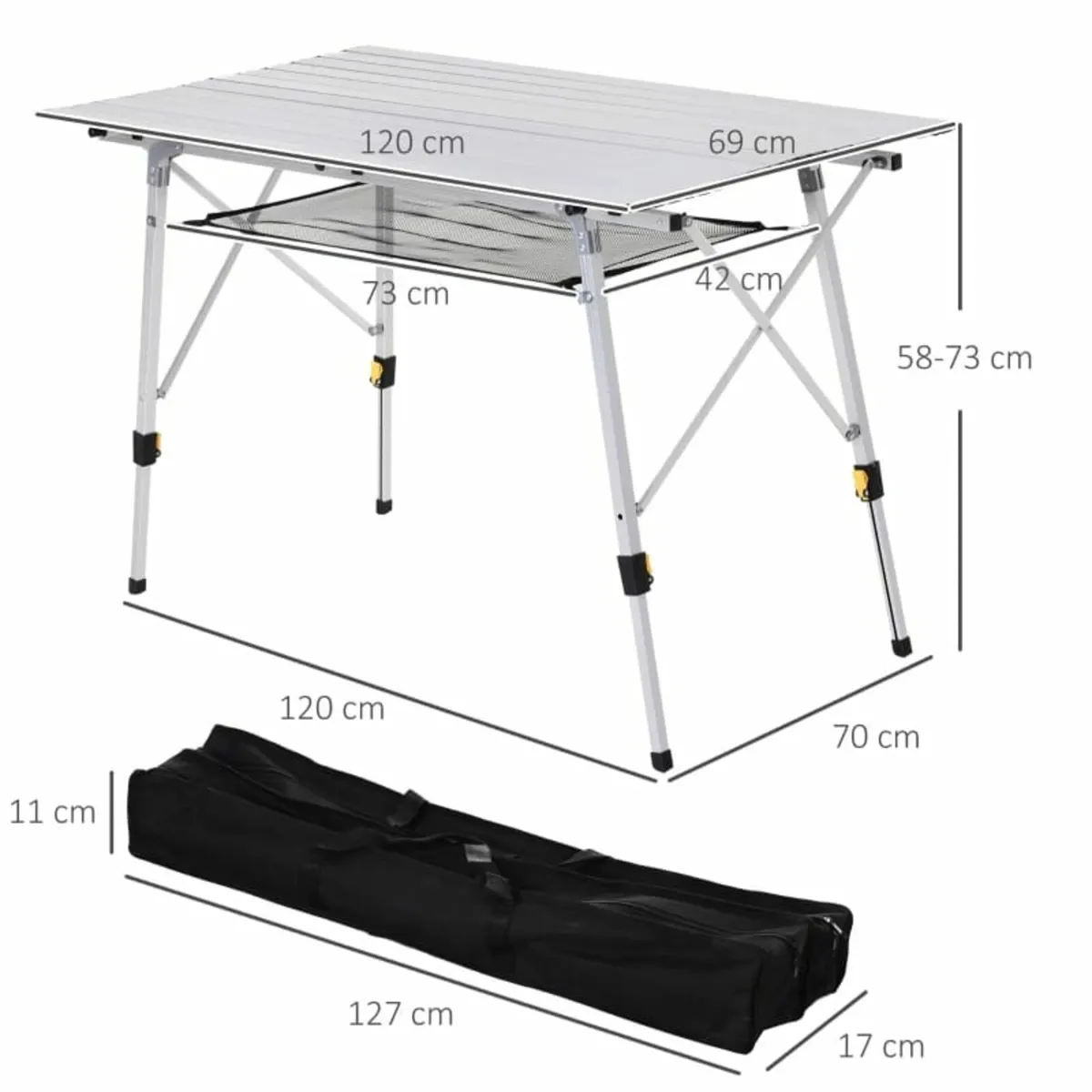 Aluminium Portable Outdoor BBQ Picnic Table w/ Mes - Image 3