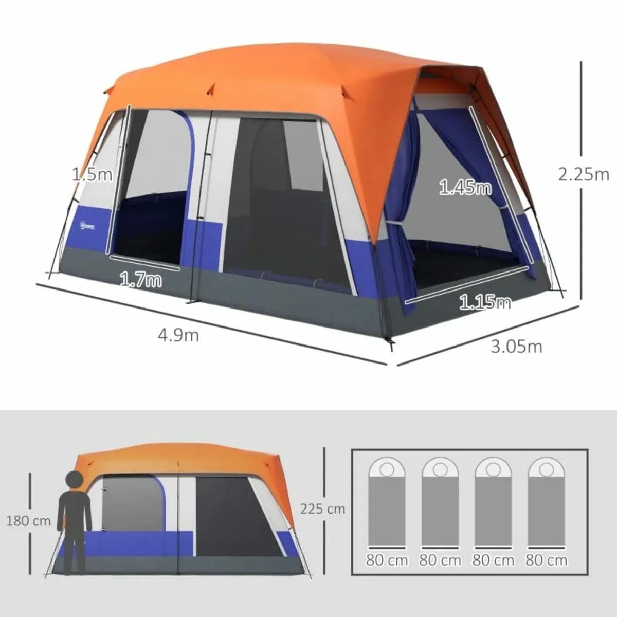 Six-Man Camping Tent, with Small Rainfly and Acces - Image 4