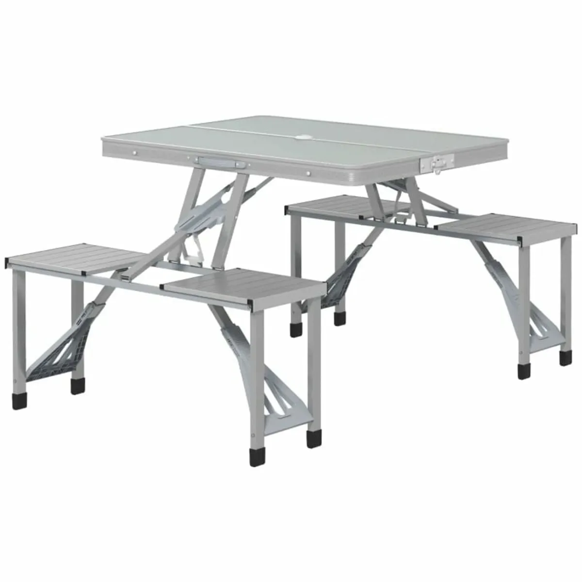 Folding Picnic Table with 4 Seats and Umbrella Hol - Image 1