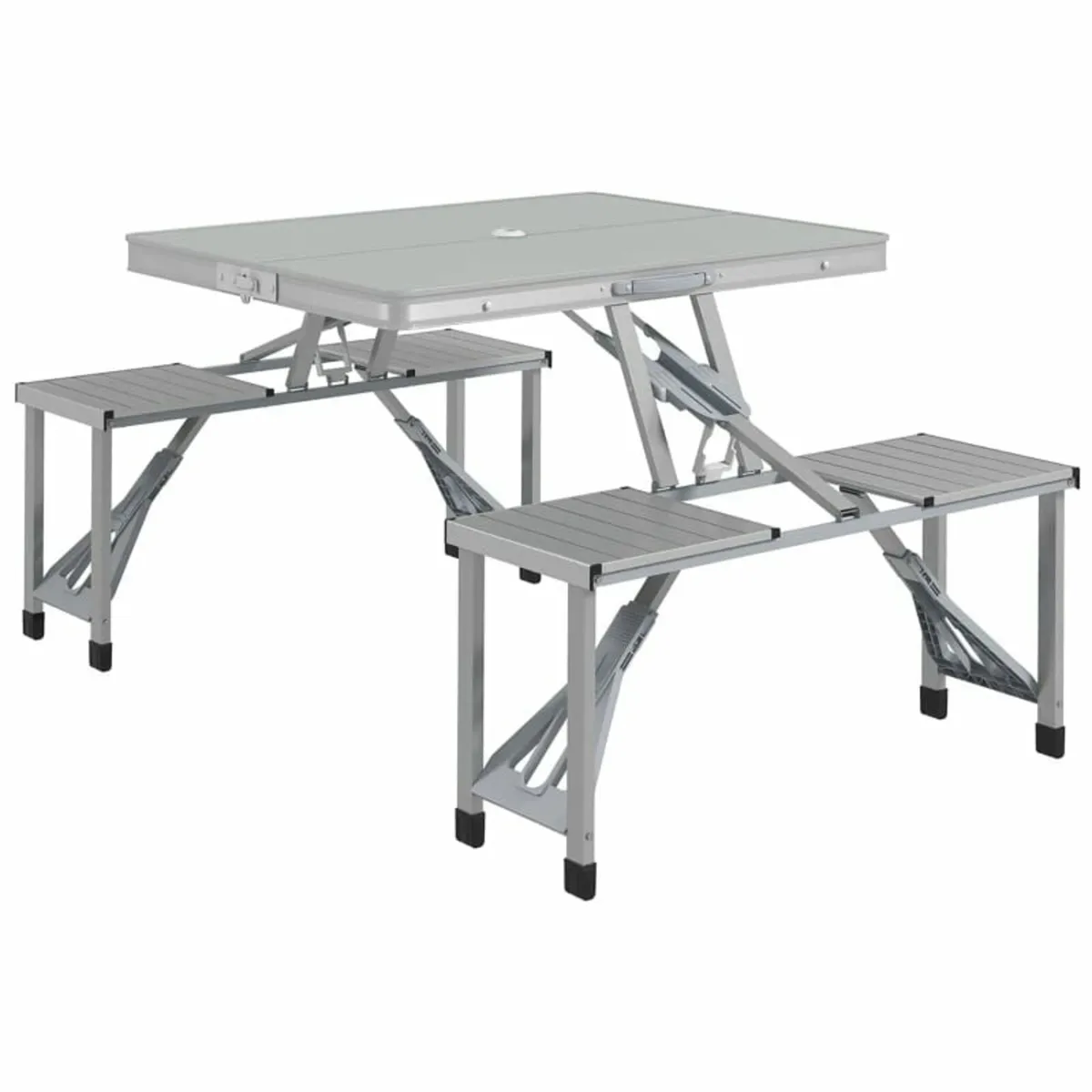 Folding Picnic Table with 4 Seats and Umbrella Hol - Image 2