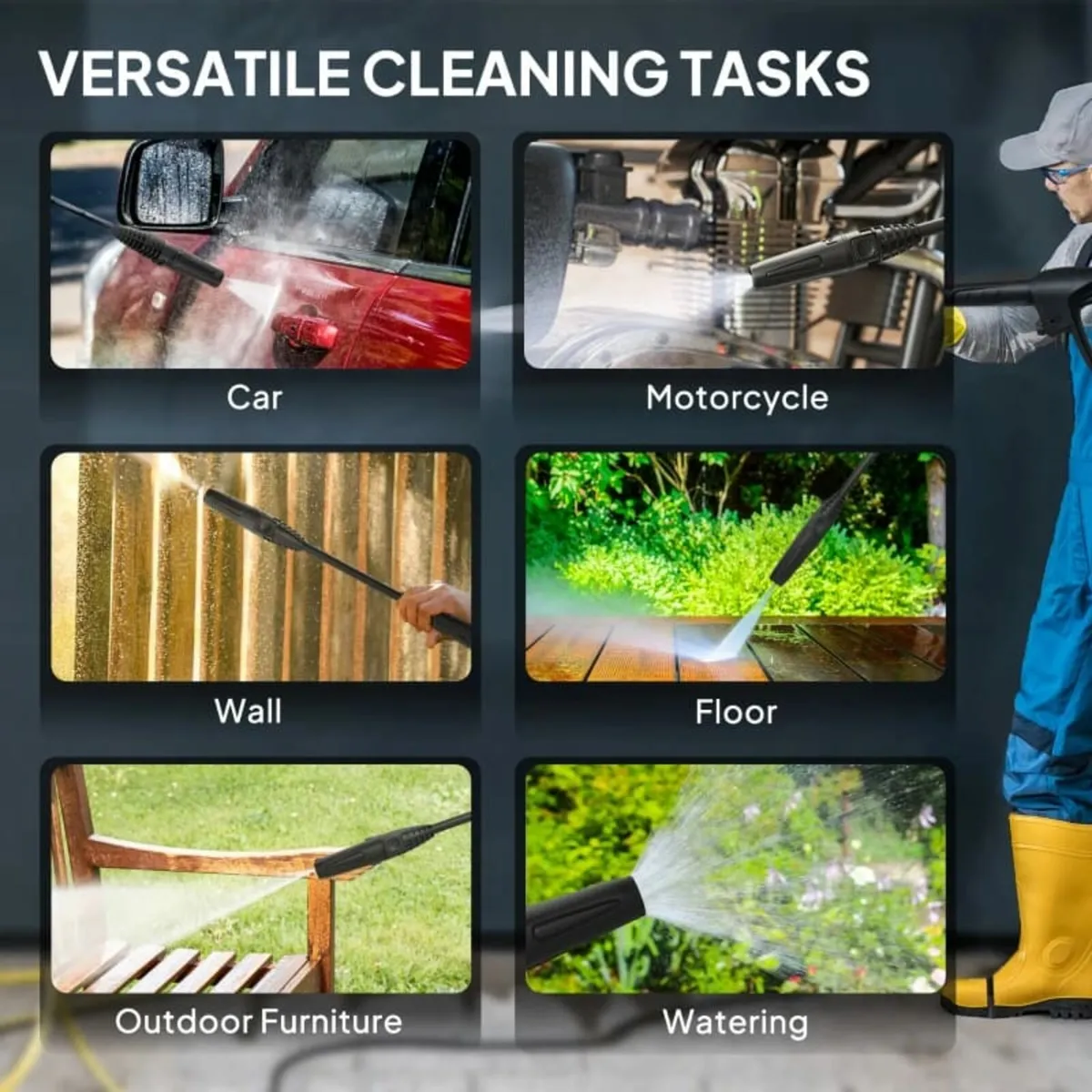 1600W High Pressure Washer, 130 Bar Pressure, 390 - Image 4