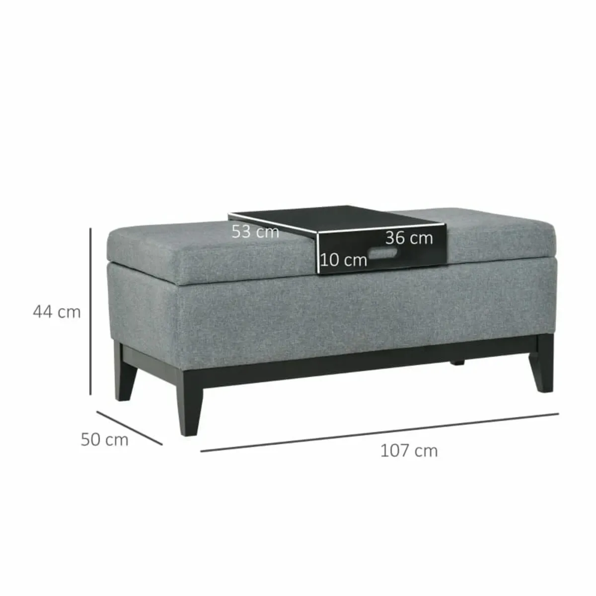 Bench with Storage, Removable Tray Upholstered Ben - Image 4