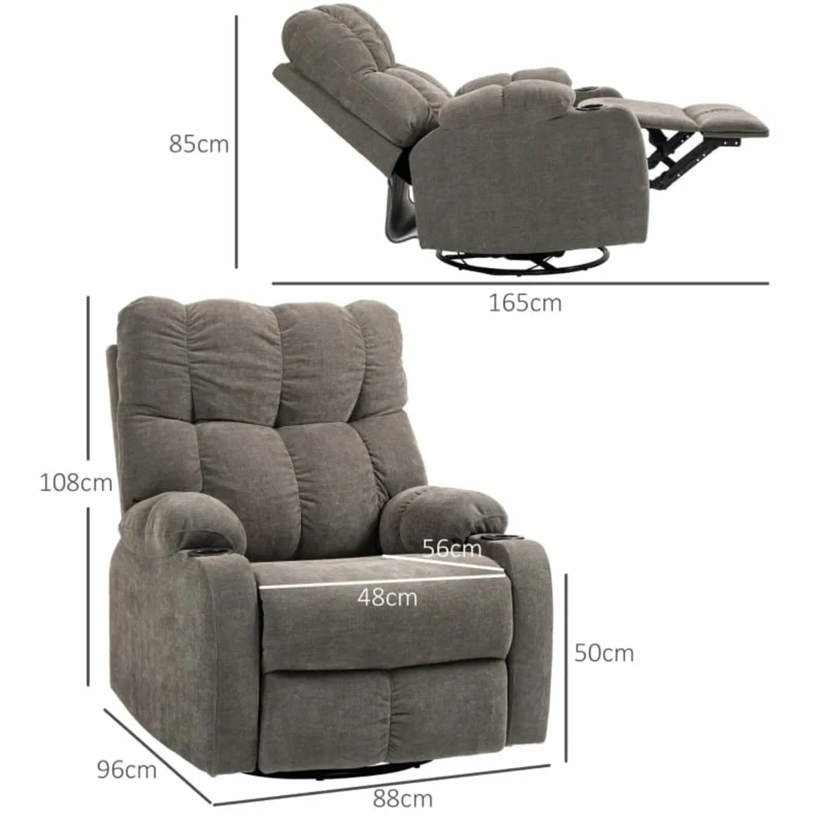 Recliner with Footrest, Reclining Chair, Swivel, u - Image 4