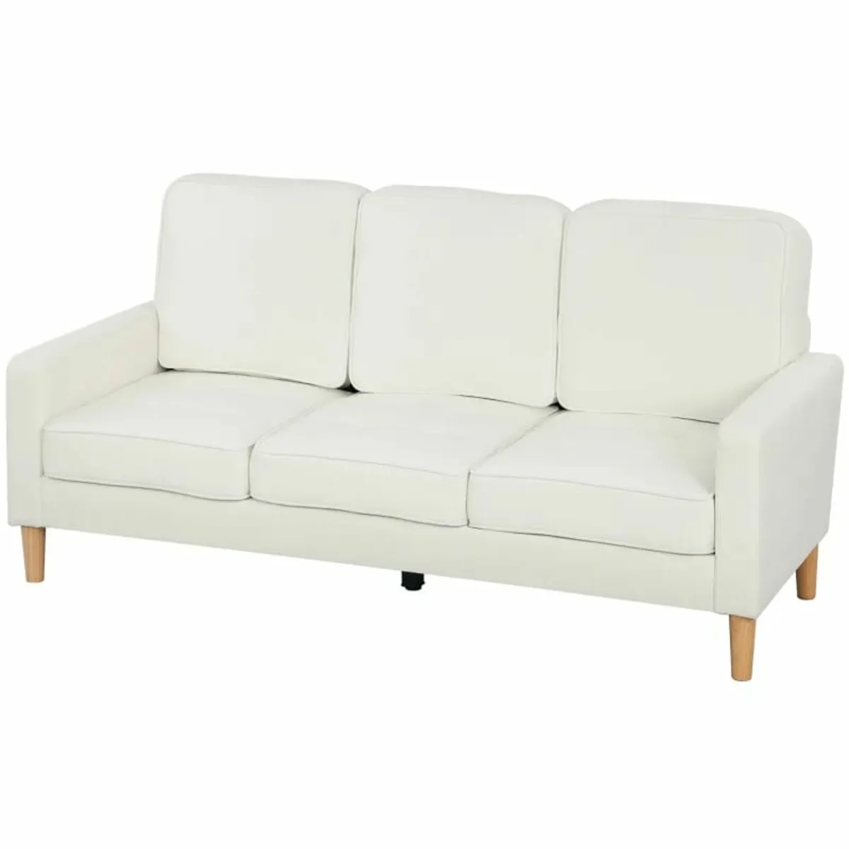 3-seater sofa with thick cushions, rubberwood, fab - Image 4
