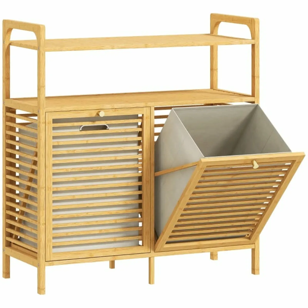 Laundry rack with 2 fabric baskets, freestanding b - Image 1