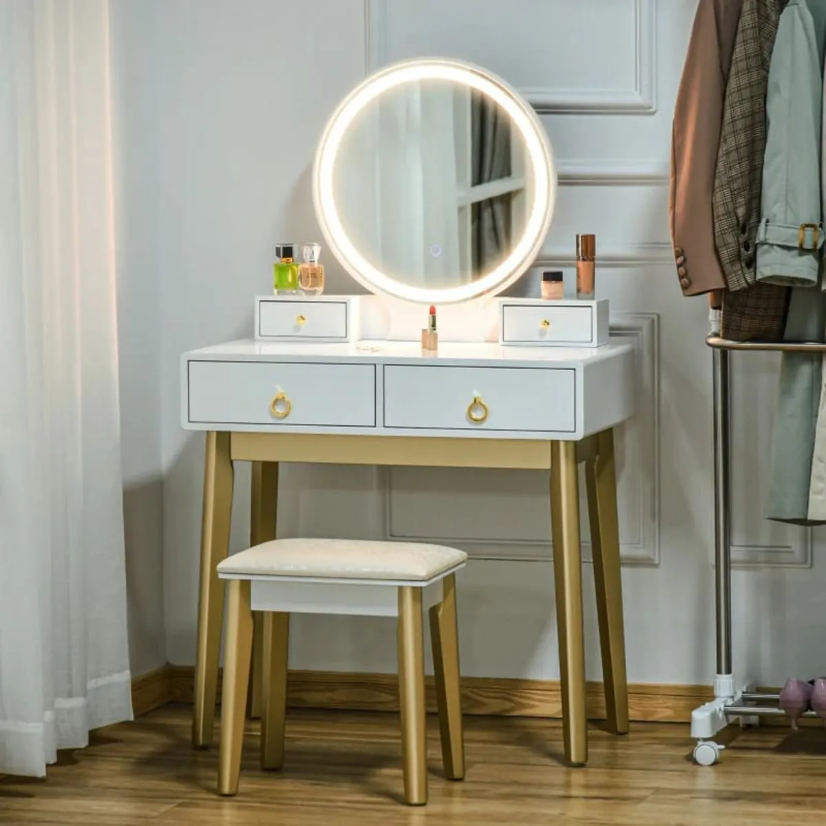 Dressing Table Set with Mirror, Built-in 3 Color L - Image 1