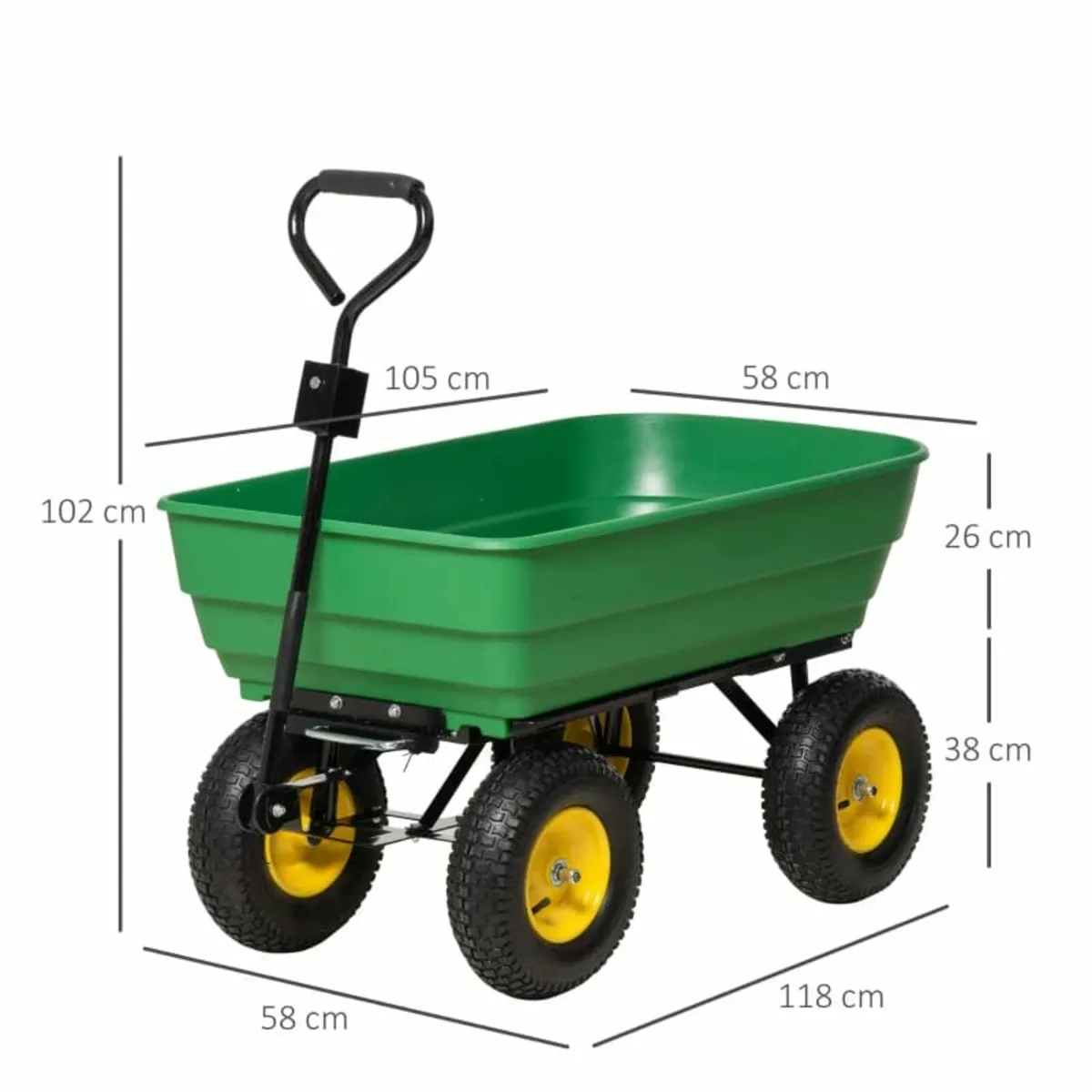 125 Litre Large Garden Cart Heavy Duty 4 Wheel Tro - Image 4