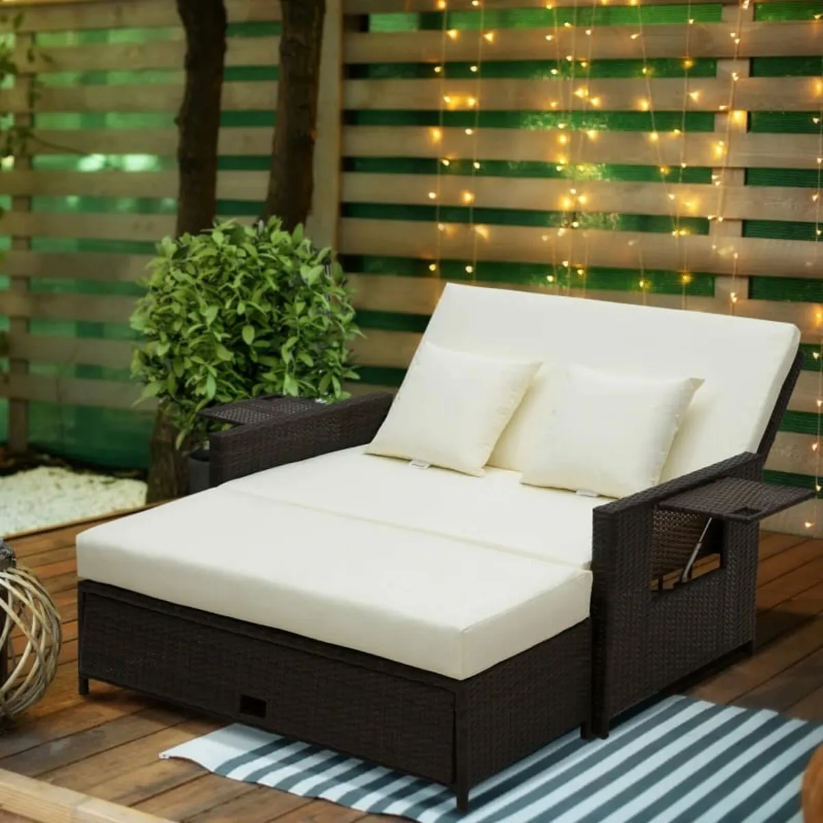 2-Seater Day Bed 8mm Rattan Cube Garden Furniture - Image 1